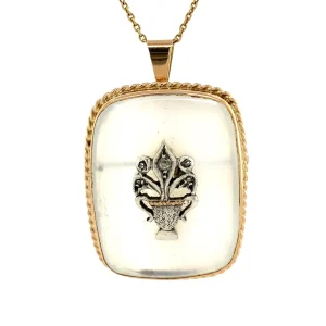Outlet Gouden hanger met agaat en diamant 14 krt/925 Broches | Gouden Hanger Met Edelsteen