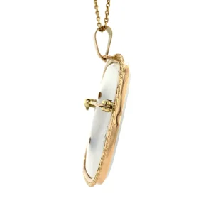 Outlet Gouden hanger met agaat en diamant 14 krt/925 Broches | Gouden Hanger Met Edelsteen