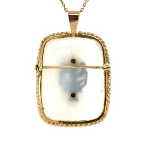 Outlet Gouden hanger met agaat en diamant 14 krt/925 Broches | Gouden Hanger Met Edelsteen
