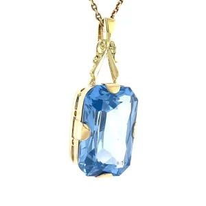 Online Gouden hanger met blauwe spinel 14 krt Gouden Hanger Met Edelsteen