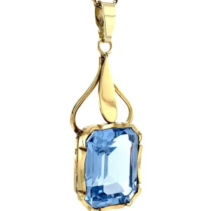 Sale Gouden hanger met blauwe spinel 14 krt Gouden Hanger Met Edelsteen