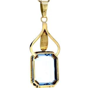 Sale Gouden hanger met blauwe spinel 14 krt Gouden Hanger Met Edelsteen