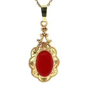 Online Gouden hanger met bloedkoraal 14 krt Gouden Hanger Met Edelsteen