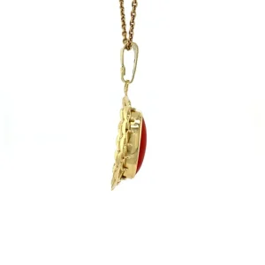 Online Gouden hanger met bloedkoraal 14 krt Gouden Hanger Met Edelsteen