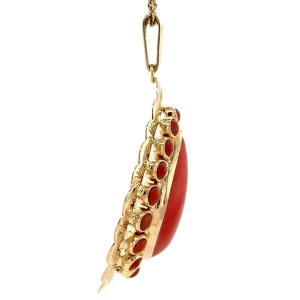 New Gouden hanger met bloedkoraal 14 krt Gouden Hanger Met Edelsteen