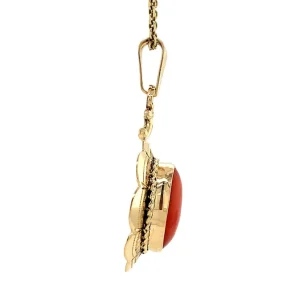 Fashion Gouden hanger met bloedkoraal 14 krt Gouden Hanger Met Edelsteen