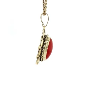 Fashion Gouden hanger met bloedkoraal 14 krt Gouden Hanger Met Edelsteen