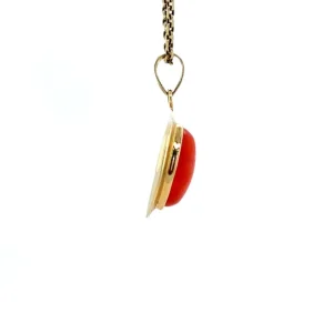 New Gouden hanger met bloedkoraal 14 krt Gouden Hanger Met Edelsteen
