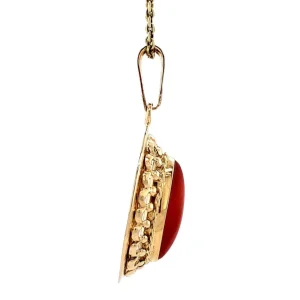 Outlet Gouden hanger met bloedkoraal 14 krt Gouden Hanger Met Edelsteen