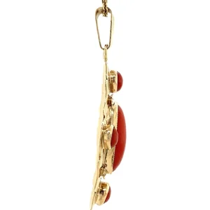 Clearance Gouden hanger met bloedkoraal 14 krt Gouden Hanger Met Edelsteen