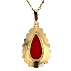 Best Gouden hanger met bloedkoraal 14 krt Gouden Hanger Met Edelsteen