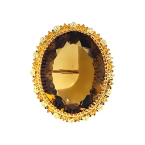 New Gouden hanger met bruin glas 14 krt Broches