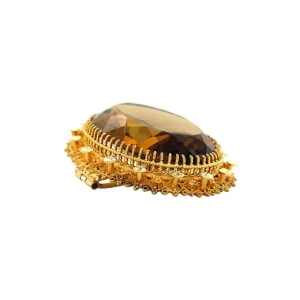 New Gouden hanger met bruin glas 14 krt Broches