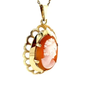 Hot Gouden hanger met camee 14 krt Gouden Hanger Met Edelsteen