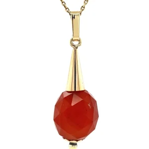 Outlet Gouden hanger met carneool 14 krt Gouden Hanger Met Edelsteen