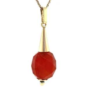 Outlet Gouden hanger met carneool 14 krt Gouden Hanger Met Edelsteen