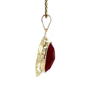 Outlet Gouden hanger met carneool 14 krt Gouden Hanger Met Edelsteen