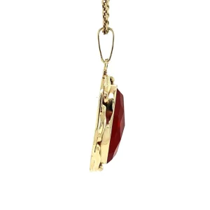 Outlet Gouden hanger met carneool 14 krt Gouden Hanger Met Edelsteen