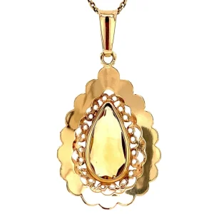 Discount Gouden hanger met citrien 14 krt Gouden Hanger Met Edelsteen