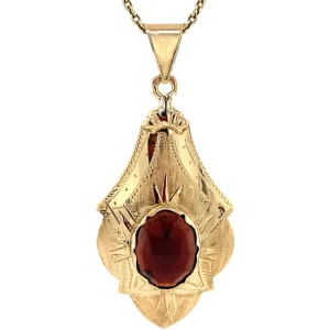 Online Gouden hanger met granaat 14 krt Gouden Hanger Met Edelsteen