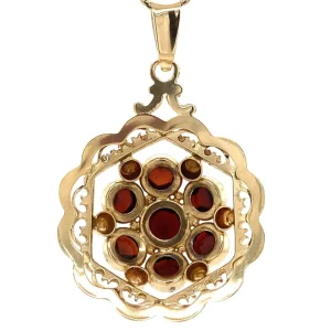 Sale Gouden hanger met granaat 14 krt Gouden Hanger Met Edelsteen