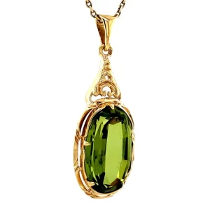 Hot Gouden hanger met groene spinel 14 krt Gouden Hanger Met Edelsteen