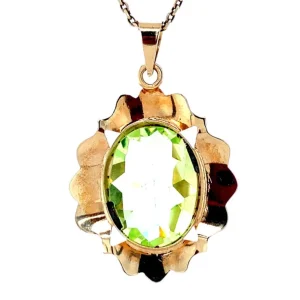 Discount Gouden hanger met groene spinel 14 krt Gouden Hanger Met Edelsteen