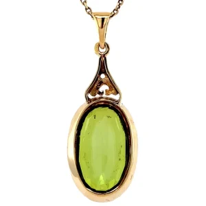 Hot Gouden hanger met groene spinel 14 krt Gouden Hanger Met Edelsteen