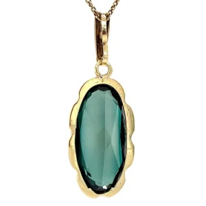 New Gouden hanger met groene spinel 14 krt Gouden Hanger Met Edelsteen