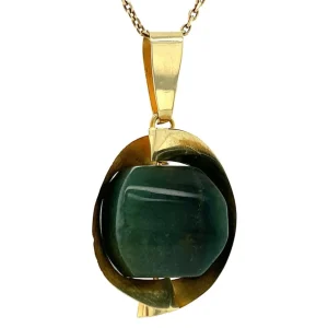 Fashion Gouden hanger met jade 14 krt Gouden Hanger Met Edelsteen