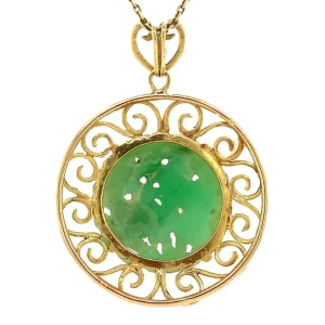 Sale Gouden hanger met jade 14 krt Gouden Hanger Met Edelsteen