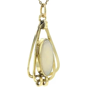 Hot Gouden hanger met opaal 14 krt Gouden Hanger Met Edelsteen