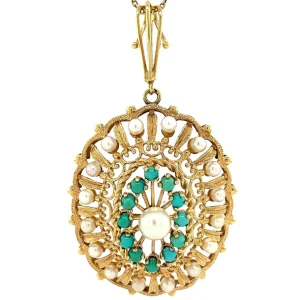 Best Gouden hanger met parel en turkoois 14 krt Gouden Hanger Met Edelsteen