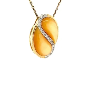 Sale Gouden hanger met parelmoer en diamant 14 krt Gouden Hanger Met Edelsteen