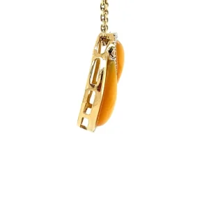 Sale Gouden hanger met parelmoer en diamant 14 krt Gouden Hanger Met Edelsteen