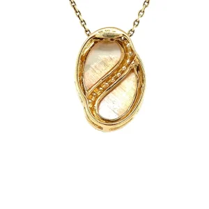 Sale Gouden hanger met parelmoer en diamant 14 krt Gouden Hanger Met Edelsteen