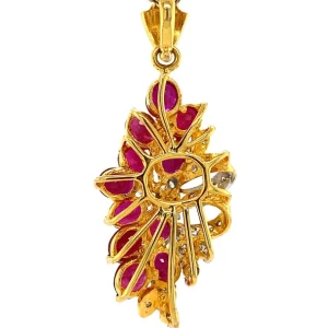 Clearance Gouden hanger met robijn en diamant 14 krt Gouden Hanger Met Edelsteen