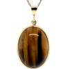 Fashion Gouden hanger tijgeroog 14 krt Gouden Hanger Met Edelsteen