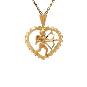 Online Gouden hart hanger met cupido 14 krt Gouden Hangers