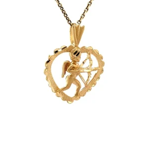 Online Gouden hart hanger met cupido 14 krt Gouden Hangers