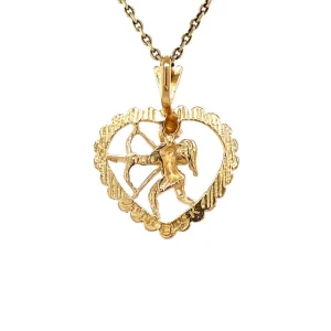 Online Gouden hart hanger met cupido 14 krt Gouden Hangers