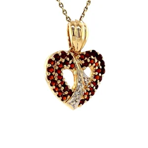 Online Gouden hart hanger met granaat en diamant 14 krt Gouden Hanger Met Edelsteen