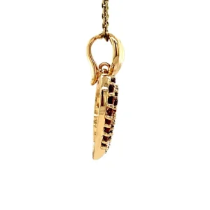 Online Gouden hart hanger met granaat en diamant 14 krt Gouden Hanger Met Edelsteen