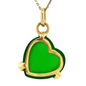 Outlet Gouden hart hanger met groen zeeglas 14 krt Gouden Hanger Met Edelsteen