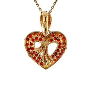 Online Gouden hart hanger met granaat en diamant 14 krt Gouden Hanger Met Edelsteen