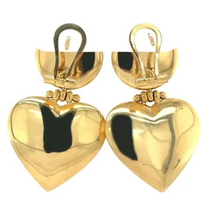 Sale Gouden hart oorhangers 18 krt Oorstekers