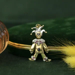 Clearance Gouden joker hanger met robijn, saffier en diamant 18 krt Gouden Hanger Met Edelsteen