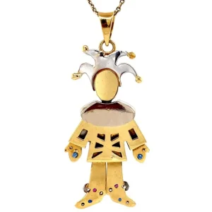 Clearance Gouden joker hanger met robijn, saffier en diamant 18 krt Gouden Hanger Met Edelsteen
