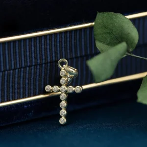 Fashion Gouden kruis hanger met diamant 14 krt Gouden Hanger Met Edelsteen
