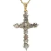 Fashion Gouden kruis hanger met roosdiamant 14 krt/925 Gouden Hanger Met Edelsteen